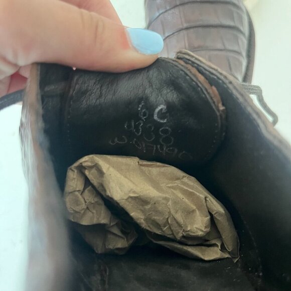 Rod Patrick Womens Lace Up Shoes 6 C Brown Caiman Exotic Western Boots Loafers - Picture 9 of 11